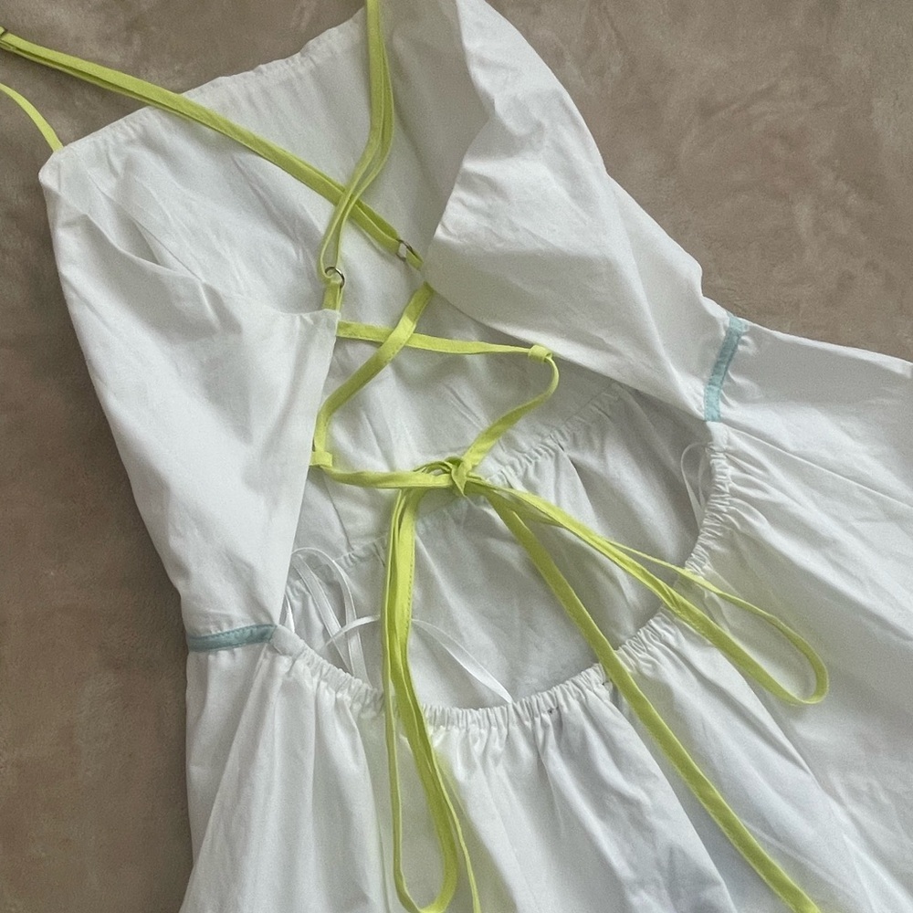 Aakaa White Dress with Lime Accents - Picture 10 of 11